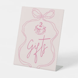 Handgezeichnete Rosa Bow Girl Geburtstagsparty Ges Sockelschild