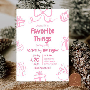 Handgezeichnete rosa Favoritenthemen tauschen Part Einladung