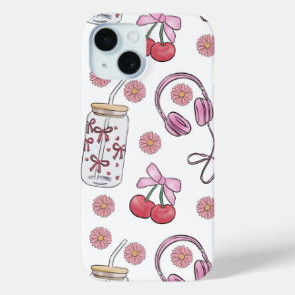 Handgezeichnete rosa girly Elemente nahtloses Must Case-Mate iPhone Hülle