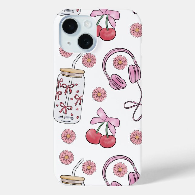 Handgezeichnete rosa girly Elemente nahtloses Must Case-Mate iPhone Hülle (Rückseite)