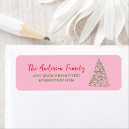 Handgezeichnete Rosa Grüne Ribbons Weihnachten Bau