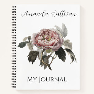 Handgezeichnete rosa Kohlrose (PERSONALISIEREN) Notizbuch