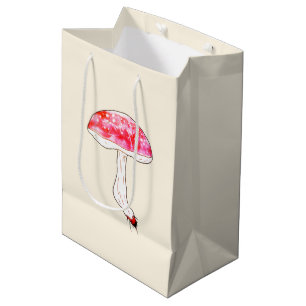 Handgezeichnete rosa Pilz süße Pastell-Pilzkunst Mittlere Geschenktüte
