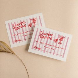 Handgezeichnete Rosa Pizza Baby Diaper Raffle Begleitkarte