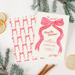 Handgezeichnete rosa und rote Schleife Weihnachtsf Einladung
