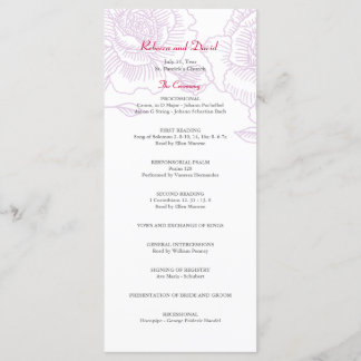 Handgezeichnete Rose Hochzeitsprogramm lila Programm