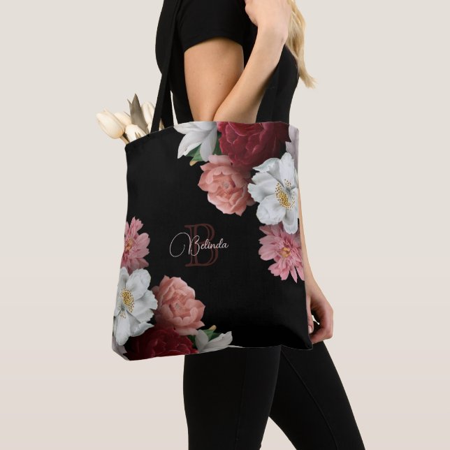 Handgezeichnete Rosen Blüten Schwarz (Von Nahem)