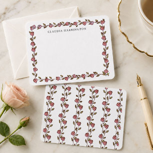 Handgezeichnete Rosen Personalisierte Florale Bota Mitteilungskarte