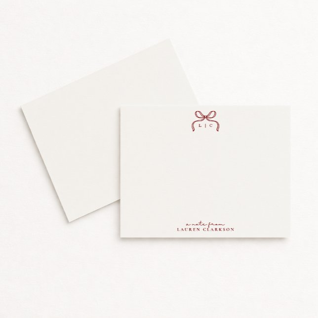 Handgezeichnete rote Bogen-Monogramm-Notizkarte Einladung (Von Creator hochgeladen)