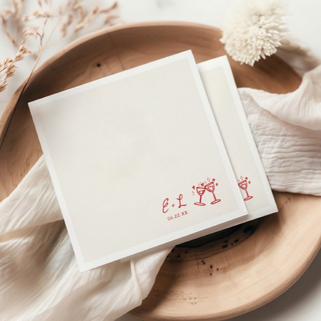 Handgezeichnete rote Initialen Hochzeit Serviette (Von Creator hochgeladen)