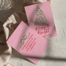 Handgezeichnete rote rosa Bögen Weihnachten Baum