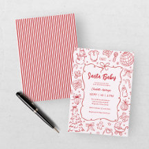 Handgezeichnete rote rosa Santa Baby Holiday Baby