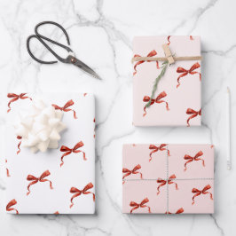 Handgezeichnete rote Schleife Geschenkpapier Set