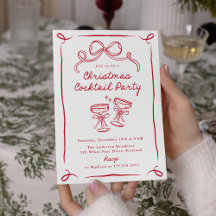 Handgezeichnete rote Schleife Weihnachts-Cocktailp