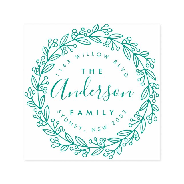 Handgezeichnete Rücksendeadresse für Blumenkranke Permastempel (Design)