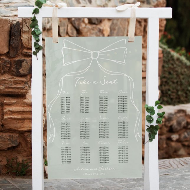 Handgezeichnete Sage Greeen Wedding Seating Chart Acrylschild (Von Creator hochgeladen)