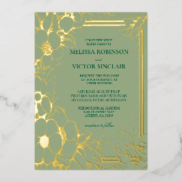 Handgezeichnete Sage Grüne Hochzeit Folieneinladung