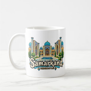 Handgezeichnete Samarkand Usbekistan Reise Kunst Kaffeetasse