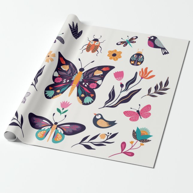Handgezeichnete Sammlung von Sommerelementen wi Geschenkpapier (Ungerollt)