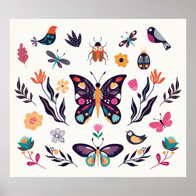 Handgezeichnete Sammlung von Sommerelementen wi Poster (Vorne)