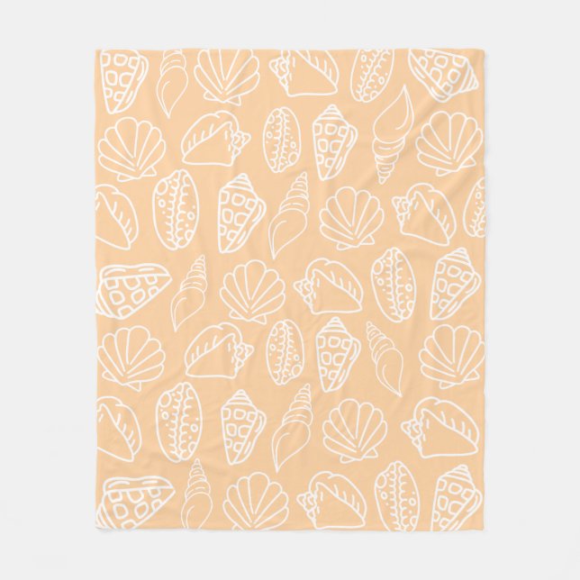 Handgezeichnete Sandige Muscheln Fleece-Decke Fleecedecke (Vorderseite)
