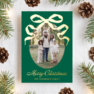 Handgezeichnete Schleife Grün Frohe Weihnachten 5 Folien Feiertagskarte