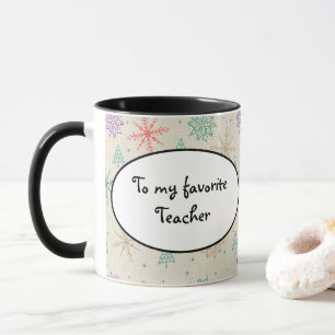 Handgezeichnete Schneeflocken Weihnachtsbäume Mult Tasse