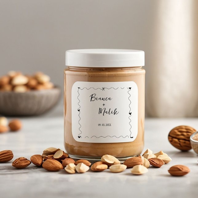 Handgezeichnete Schreib-Schwarz-Illustration Hochz Quadratischer Aufkleber (Von Creator hochgeladen)