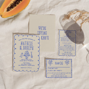 Handgezeichnete schriftliche Kritzelei skurrile Re Einladung