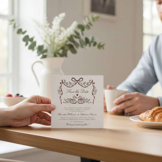 Handgezeichnete Schwäne, fürs Leben gepaart, Save- Save The Date (Von Creator hochgeladen)