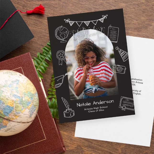 Handgezeichnete schwarze Fotoarchiv-Ankündigung mi Einladung (Von Creator hochgeladen)