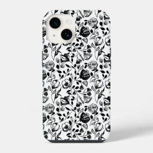 Handgezeichnete schwarze und weiße Hülle iPhone 14 Hülle