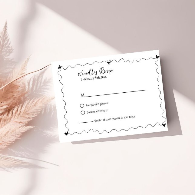 Handgezeichnete Scribble-Illustrationen Hochzeit R RSVP Karte (Von Creator hochgeladen)