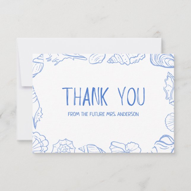 Handgezeichnete Seashell-Rahmen Dankeskarte (Vorderseite)