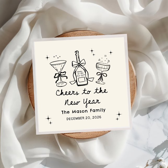 Handgezeichnete Silvesterparty-Servietten Serviette (Von Creator hochgeladen)