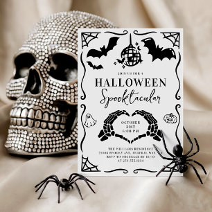 Handgezeichnete Skelett-Herz-Halloween-Party Einladung