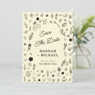 Handgezeichnete Skizze Blumen Hochzeit Save The Date