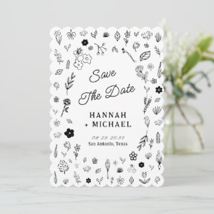 Handgezeichnete Skizze Blumen Hochzeit Save The Date