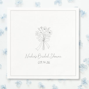 Handgezeichnete Skizze Blumenmuster Cooles Brautpa Serviette