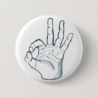 Handgezeichnete Skizze Vintage Okay-Handzeichen Button