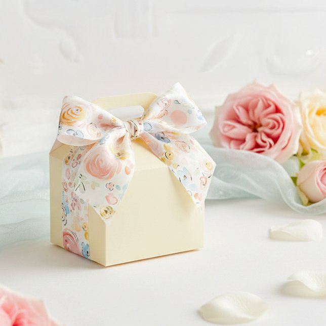 Handgezeichnete skurrile Blumen Pastell Elegant Sü Satinband (Sating Ribbon Whimsical Pastel Floral Design)