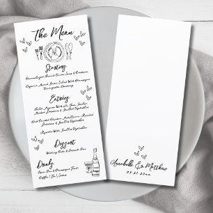 Handgezeichnete Skurrile Hochzeit mit Launen und F Menükarte