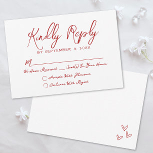 Handgezeichnete Skurrile Rote Whimsical Hochzeit RSVP Karte