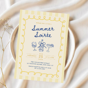 Handgezeichnete Sommer-Soiree-Drinks-Cocktailparty Einladung