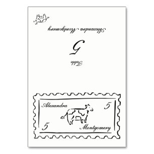 Handgezeichnete Speisekarten-Hochzeitsplatzkarte m Tischnummer