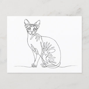 Handgezeichnete Sphynx Katze - Minimalistische Lin Einladungspostkarte