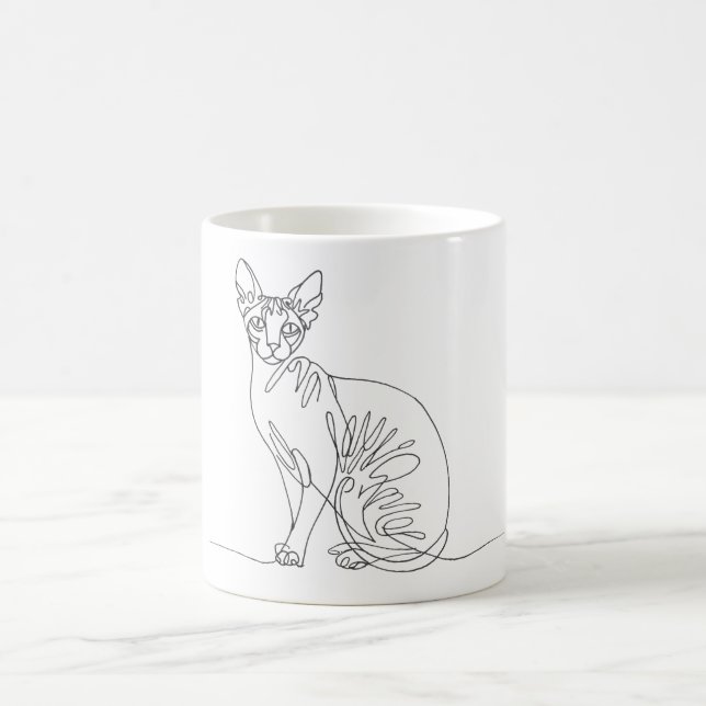 Handgezeichnete Sphynx-Katze - Minimalistische Lin Kaffeetasse (Mittel)