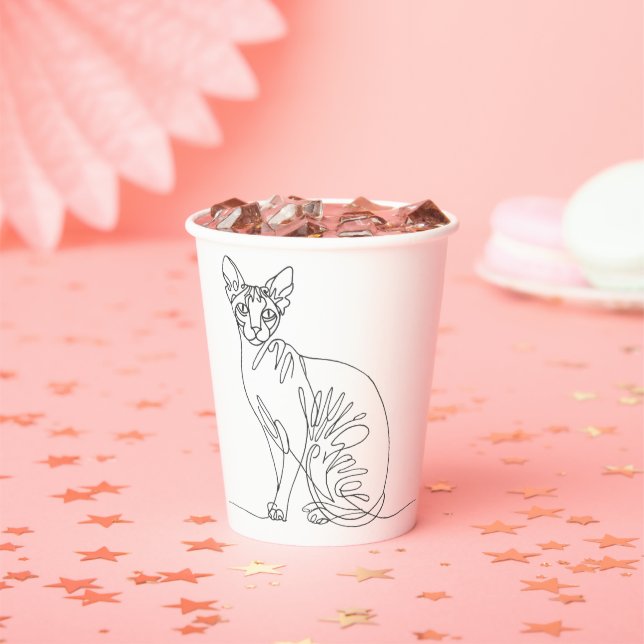 Handgezeichnete Sphynx-Katze - Minimalistische Lin Pappbecher (Insitu)