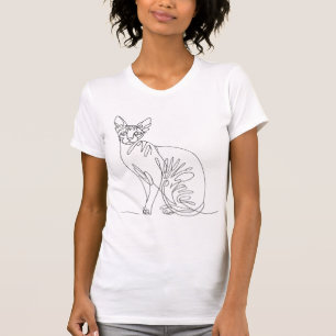 Handgezeichnete Sphynx-Katze - Minimalistische Lin T-Shirt