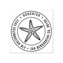 Handgezeichnete Starfish Round Typografy-Rücksende